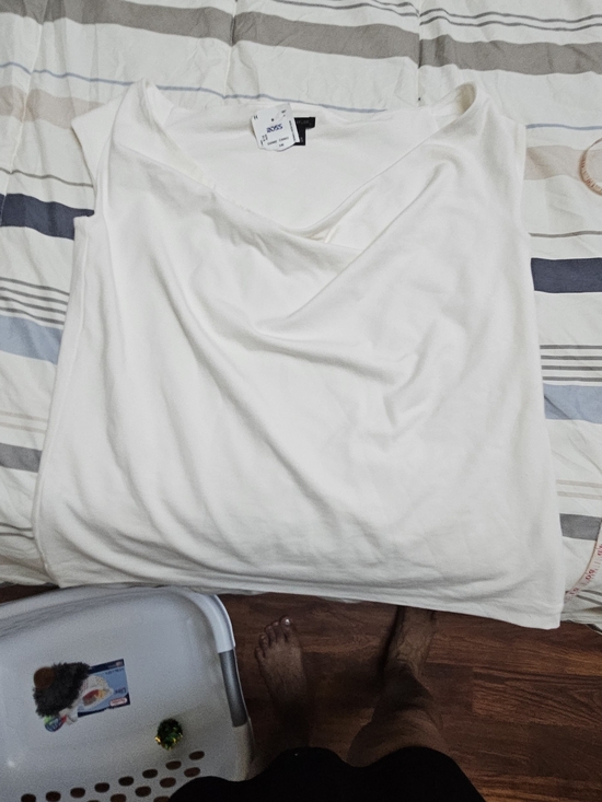 Ann Taylor Tops - Ann Taylor White Cowl Neck Blouse Double Layer Stretch Fabric